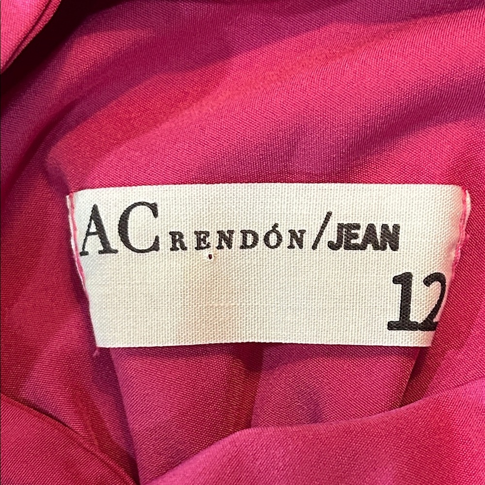 ACrendon Pink Ruffle Sleeve Crop Top, bow accents. Size 12 - Picture 2 of 6